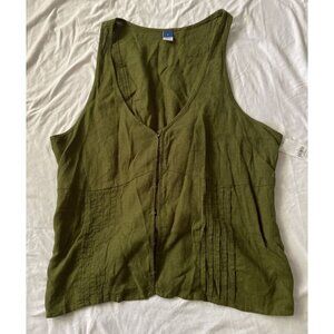 Old Navy Green Sleeveless Button-Front Top Womens L